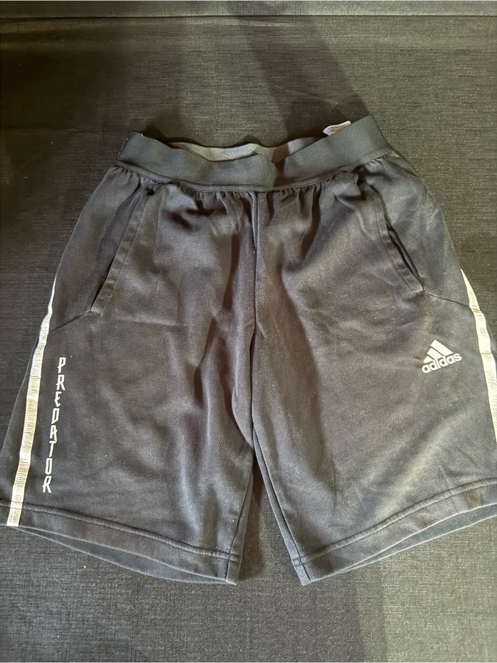 adidas Black Kids Athletic Shorts with White Side Stripe